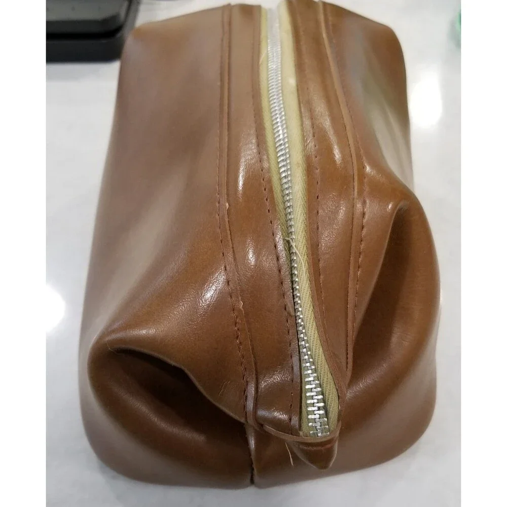 Vintage travel products brown cosmetic dopp travel bag